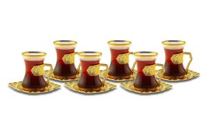 Beyzade  Hediyelik 6 lı Çay Sunum Seti Sarı