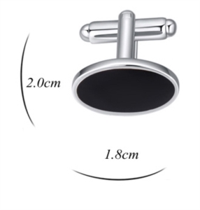 Gümüş Renk Siyah Oval Kol Düğmesi
