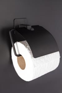 Vipgross Kapaklı Banyo Duvara Monte Tuvalet Kağıdı Tutacağı Siyah