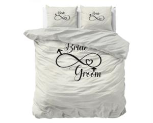 Bride and Groom White Double Duvet Cover Set 200x220