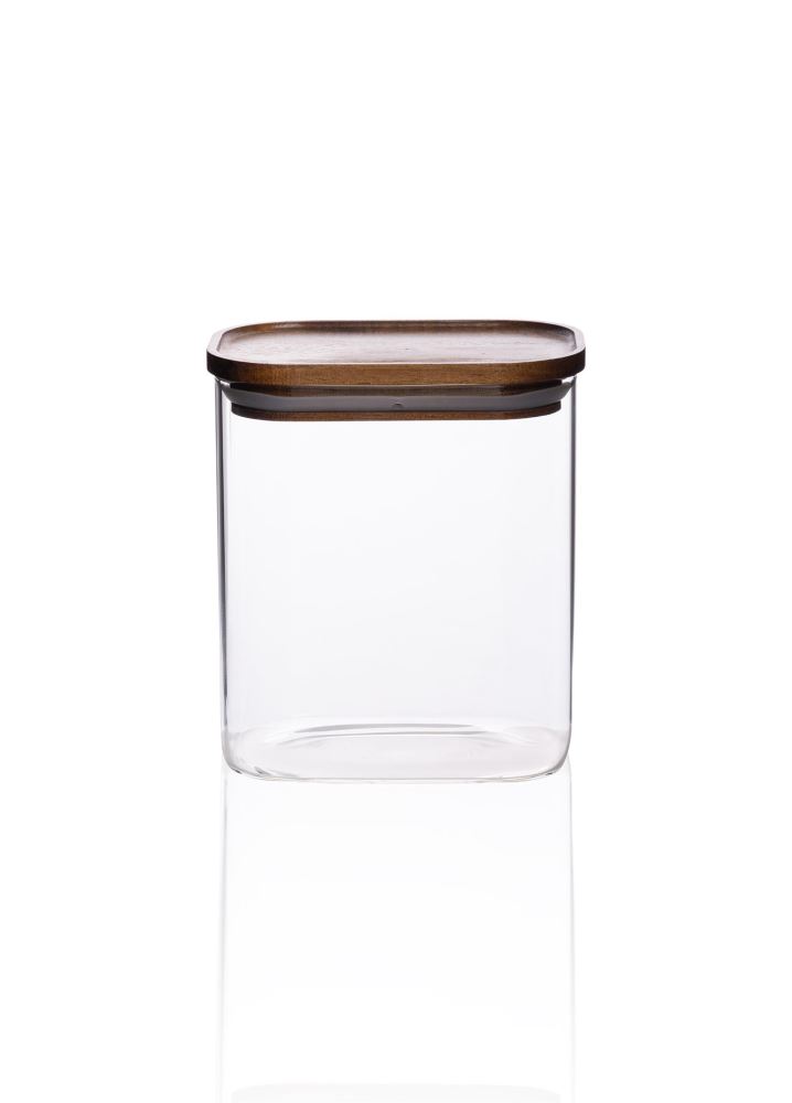 Acacia Rectangular Glass Jar 900 ml.