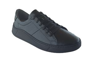 Erkek Sneaker Parlak Hakiki Deri Ayakkabı 044-0002 - Siyah