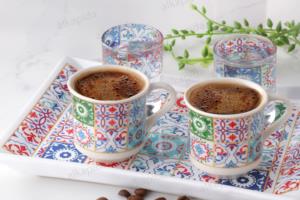 Aybaba Store 2 Kişilik Kahve Sunum Fincan Seti Etnik Desenli