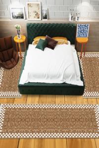 Kozzy Home 3 Piece NonSlip Bedroom Dot Carpet Set SD360 Brown