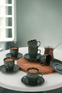 Keramika Zümrüt Line Kahve Fincan Takımı 12 Parça 6 Kişilik