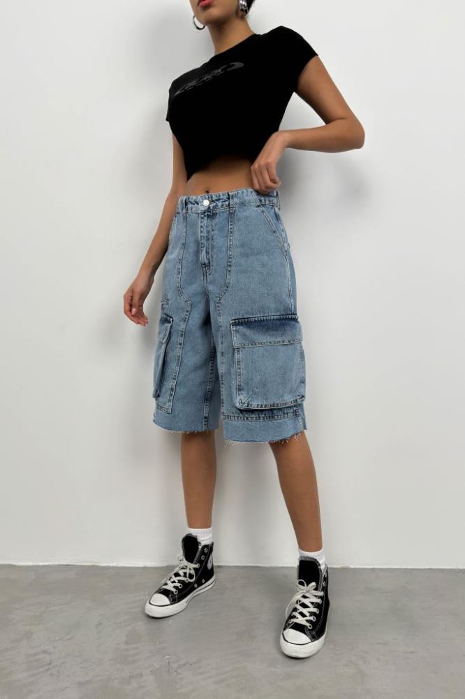 ★ Phyps Department★ Bermuda Cargo Denim Pants Black PFM1D MUSINSA | PHYPS Bermuda Cargo Denim Pants_Vintage Blue