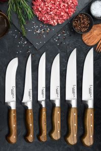 Lazbisa Çelik Mutfak Bıçak Seti 6 Parça Et Kemik Yüzme Sıyırma Kıyma Meyve Sebze Bıçağı (Y-S-0-1-2-3)