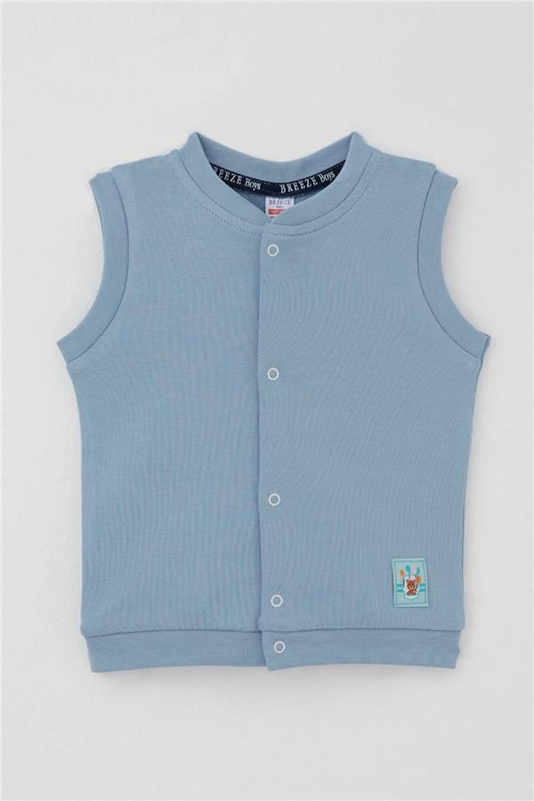 Breeze Baby Boy Vest with Snaps and Cute Balloon Bear Crest Blue