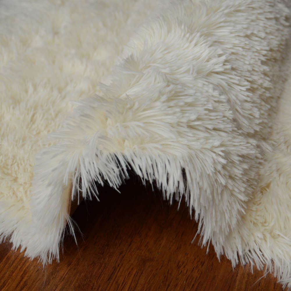 Eliana Home Non-shedding Rabbit Fur Double Head Fleece Carpet Cream.