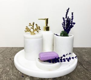 Modest Concept Mermer Banyo Seti 5 Li Gold Mercan