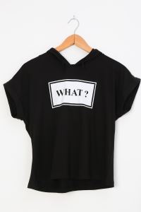 ADYES What ? Baskılı T-Shirt_Siyah