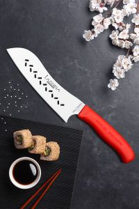 Lazbisa Çelik Gold Serisi Mutfak Bıçak Seti Et Kıyma Ekmek Sebze Meyve Kanallı Santaku Şef Bıçağı