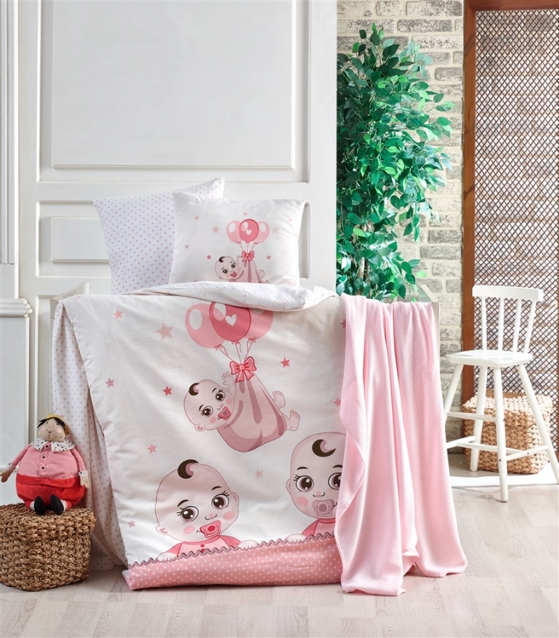 Kristal Happy Baby Pembe Bebek Uyku Seti Nevresim Dunyasi Nevresim Takimlari Tac Cotton Box 3d Nevresim Clasy Cemil Ipekci