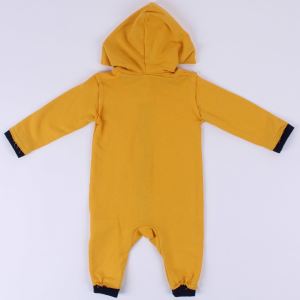 Erkek Bebek Sarı Laci Cepli Kapşonlu Tulum