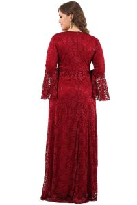 Büyük Beden Kolları Volanlı Tesettür Elbise 110-791