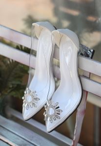 Teos Beyaz Cilt Topuklu Ayakkabı