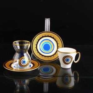 Paşabahçe & Güral Porselen 18 Parça Nazar Çay Kahve Takımı 