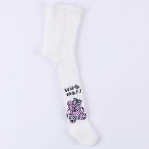 Kız Bebek Beyaz Lila Ayıcıklı Havlu Külotlu Çorap