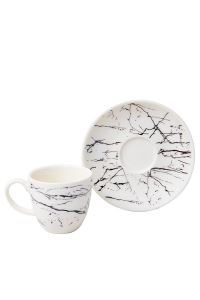 Vivamaison Marble Vivamaison Porselen Kahve Fincanı Seti Beyaz Siyah