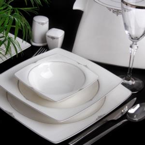Sevenly 56 Pieces Square Bone Porcelain Dinnerware 7546P