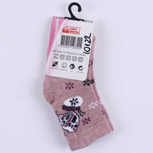 Kız Bebek Pembe Kelebekli Havlu Soket Çorap 0-6 Ay