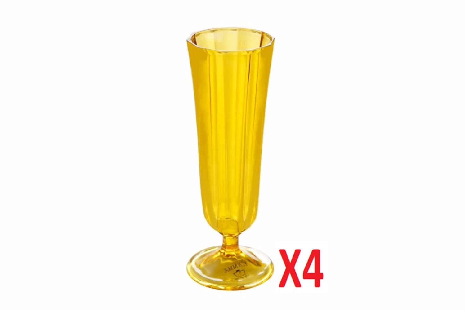 Porland Yellow Flute Champagne Glass 130cc 4pack