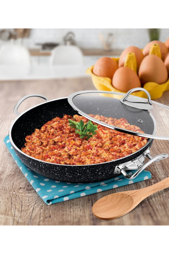 Lines Metal Kulplu Granit Menemen Tavası 26 cm