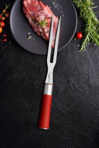 Lazbisa Çelik Red Craft Serisi Mutfak Bıçak Seti Mangal Biftek Uzun Et Çatalı
