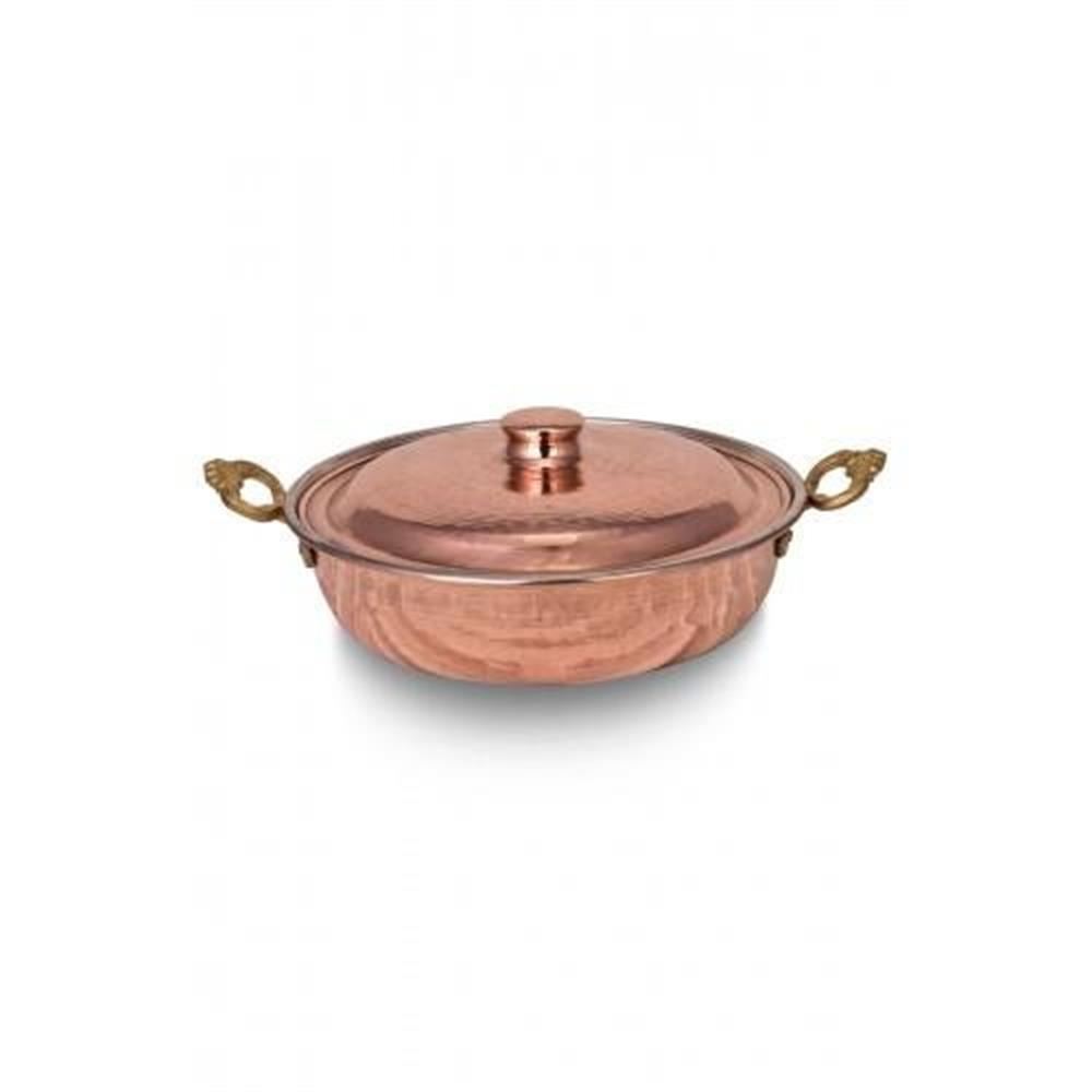 Turna Copper Side store by Side Round Oven Tray 36 Cm Hand Forged Red Turna4825-1