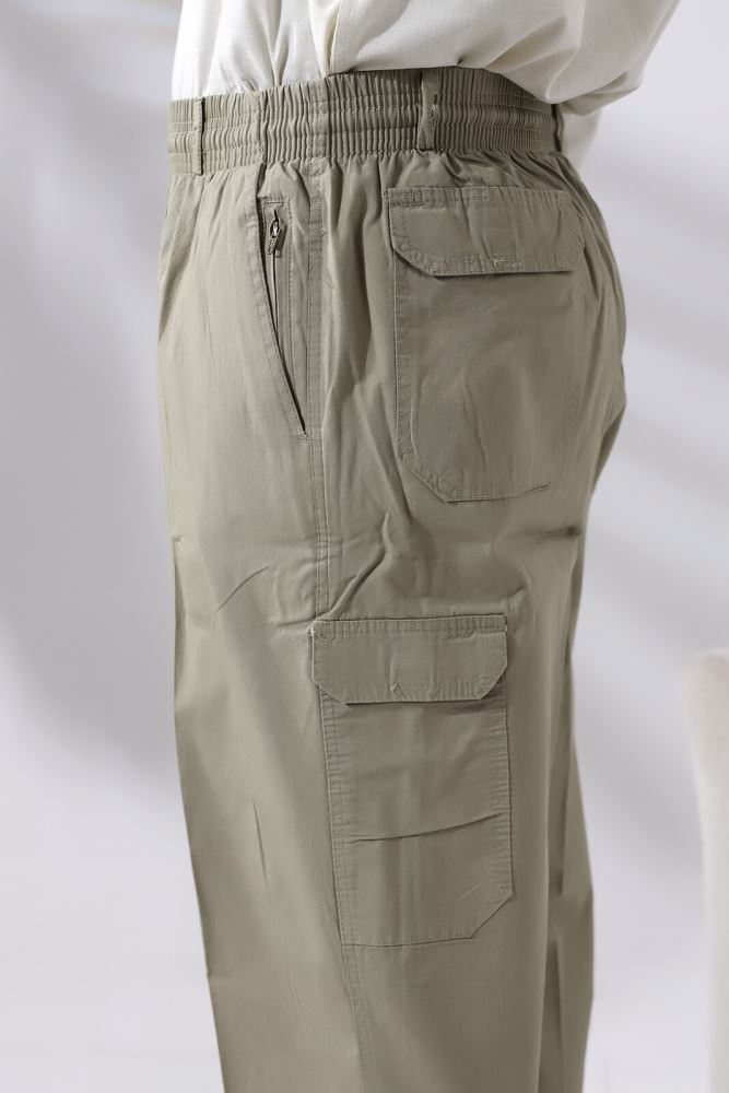 Men's side sales elastic khaki pants