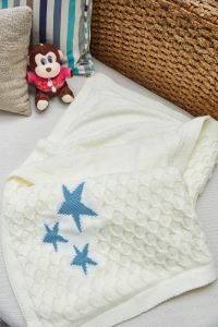 Arma House Çift Taraflı Peluş Mavi Yıldızlı Beyaz Bebek Battaniyesi