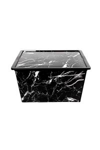 QUTU Trend Box Black Marble Dekoratif Saklama Kutusu 50 Litre
