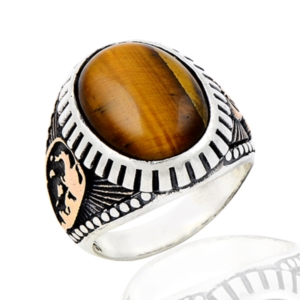  Men's Tiger Eye Stone Silver Ring EY228