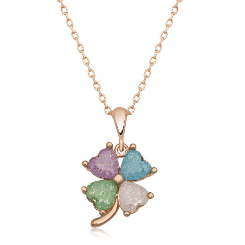 Four Leaf Clover Necklace with Swarovski Crystals | Dahlia