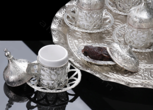 Fatih 27 Parça Osmanlı Gümüş Renkli  Seramik Kahve Fincanı
