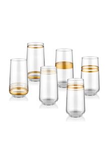 Lınes Su Bardağı Uzun 6 Lı Set -Gold