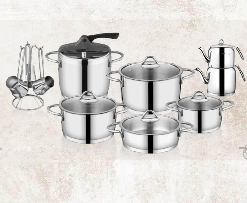 Safinox Vision 18 Parça Klasik Çelik Tencere Seti İndüksiyonlu.