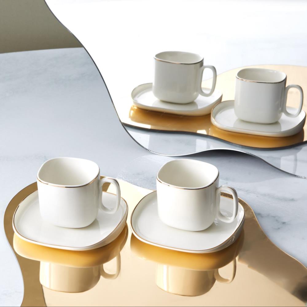 Karaca Plato 6 Kişilik Porselen Kahve Fincan Takımı 90 ml.