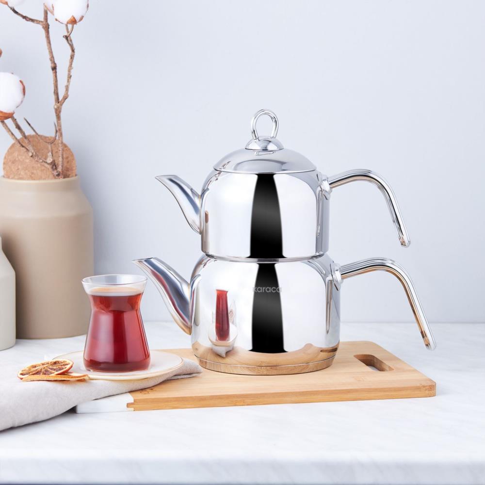 Karaca Retro Enamel Induction Teapot Set, Cream - KARACA UK