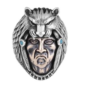 Cesur Apache Gümüş Erkek 3D Yüzük