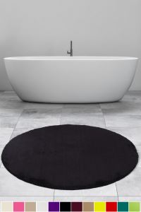 Bonny Home Elite Siyah 120x120 cm Yuvarlak Peluş Banyo Paspası Kaymaz Taban Pufidik Banyo Halısı
