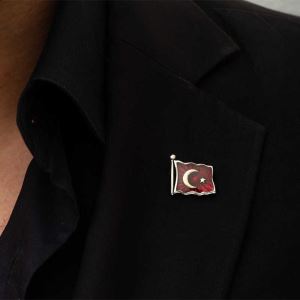Gümüş Türk Bayrağı Rozet