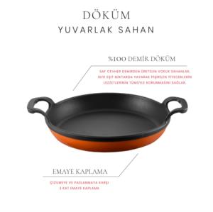 Voeux Kitchenware Döküm Amusant Serisi 22cm Yuvarlak Sahan ve Ahşap Nihale
