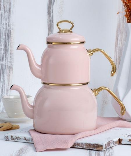 Karaca Retro Enamel Induction Teapot Set, Cream - KARACA UK