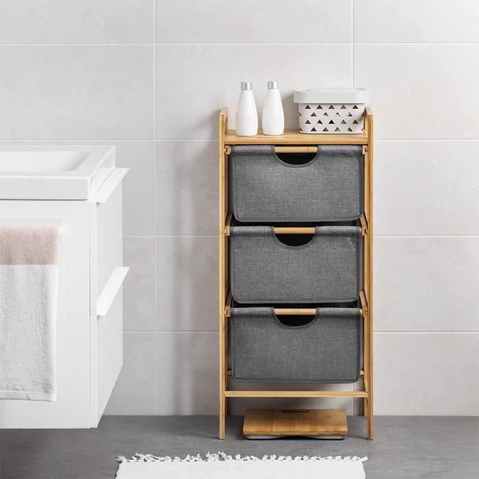 5Five Zeeppompje Met Keuken Organizer - Lichtbruin - 3 Compartimenten Bamboe 13 X 12 X 20 Cm