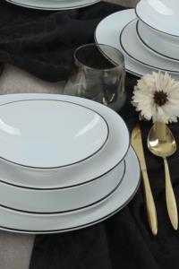 Keramika Oval Beyaz Fileli Yemek Takımı 24 Parça 6 Kişilik
