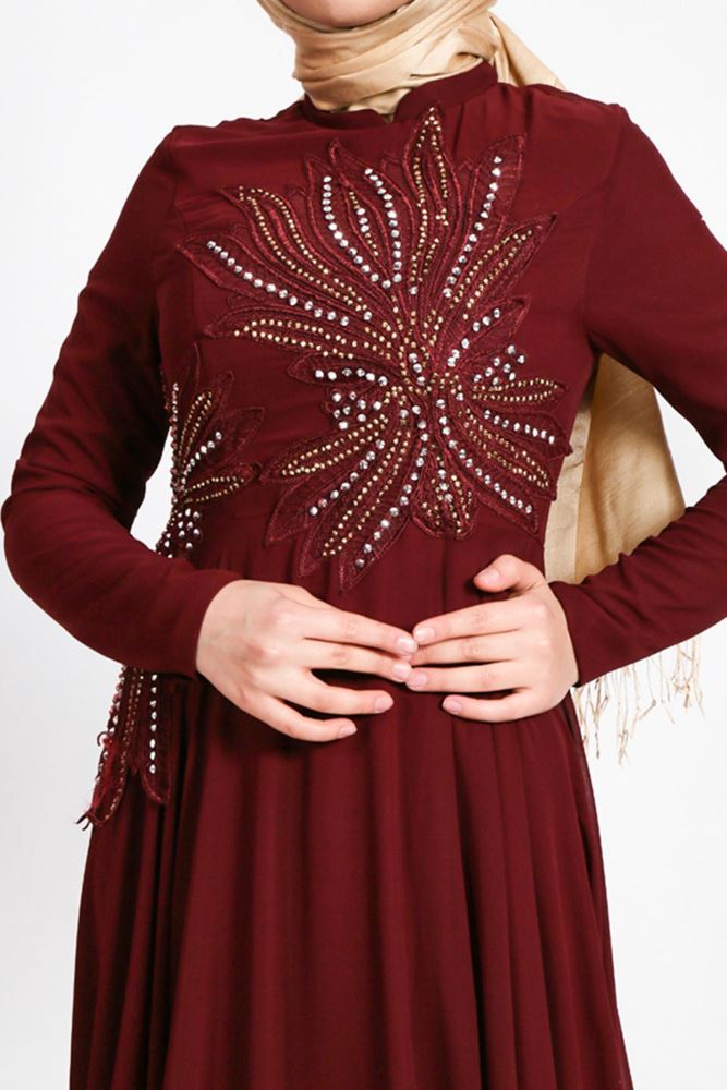 AbiyeSultan Bordo Renk Abiye 6207-A.