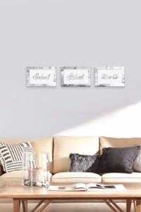 Arya Züccaciye Sabret -Şükret -Dua Et 3 Parça Beyaz Gümüş Renk Tablo Set