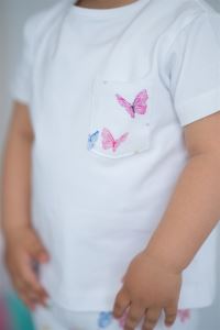 Butterfly Organik Kız Bebek Cepli Tişört