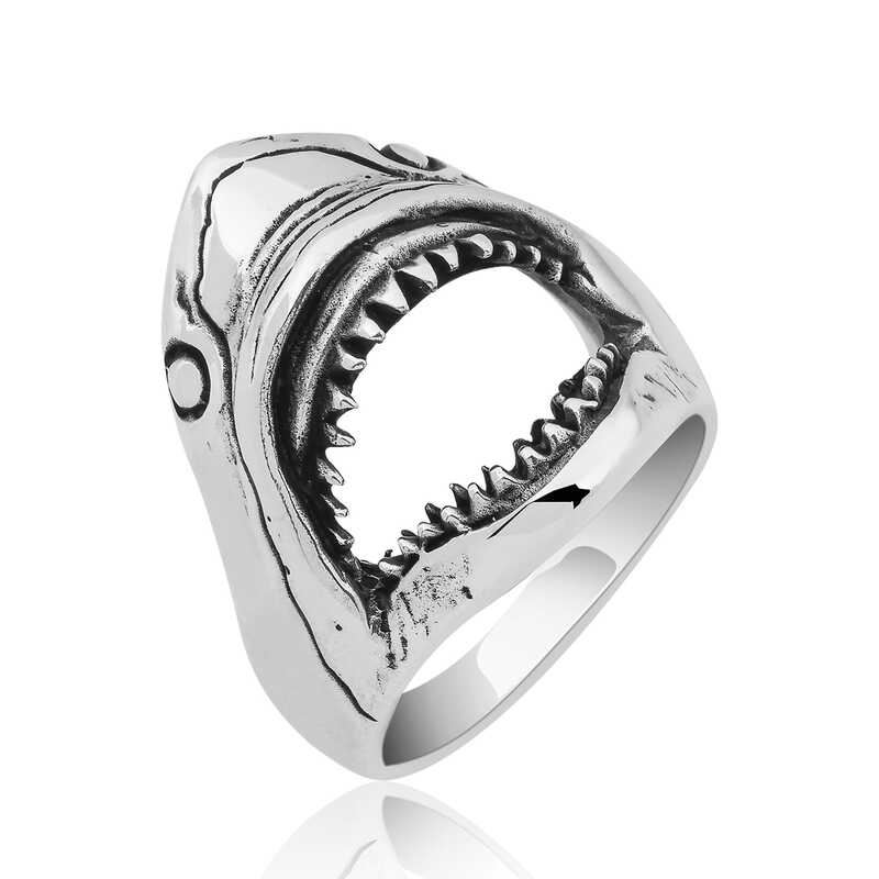 Silver shark clearance ring